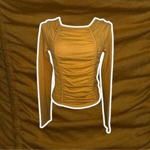 Free People Mustard Long Sleeve Top